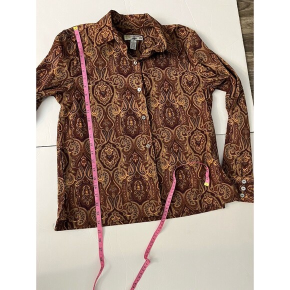 Caribbean Joe Women’s Shirt Blouse Size M Paisley Long Sleeve Button Up Collared - Picture 10 of 10